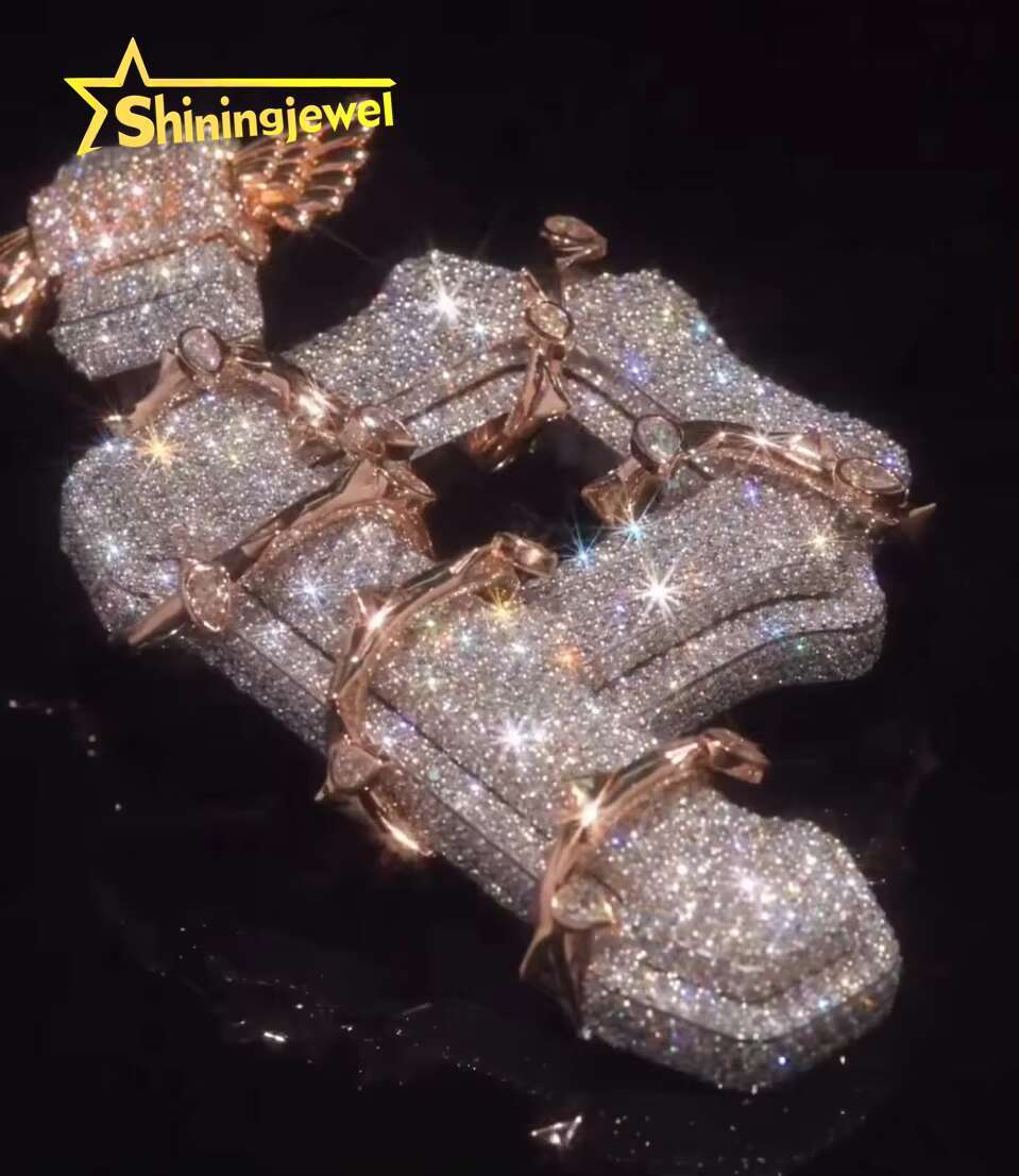 Personalized Men Charms 925 Silver Iced Out Hiphop Letter Pendant Fit Cuban Link Chain Moissanite Diamond Initial Letter Pendant