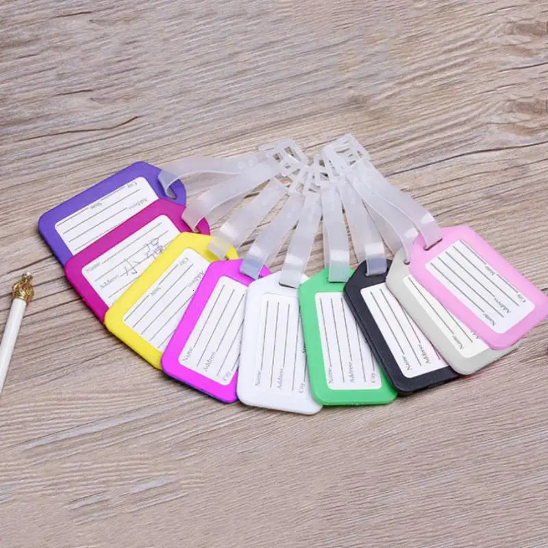 20pcs Luggage Tags Suitcase Label Bag Travel Accessories Tag Name Address ID Plastic Baggage Tags 250616