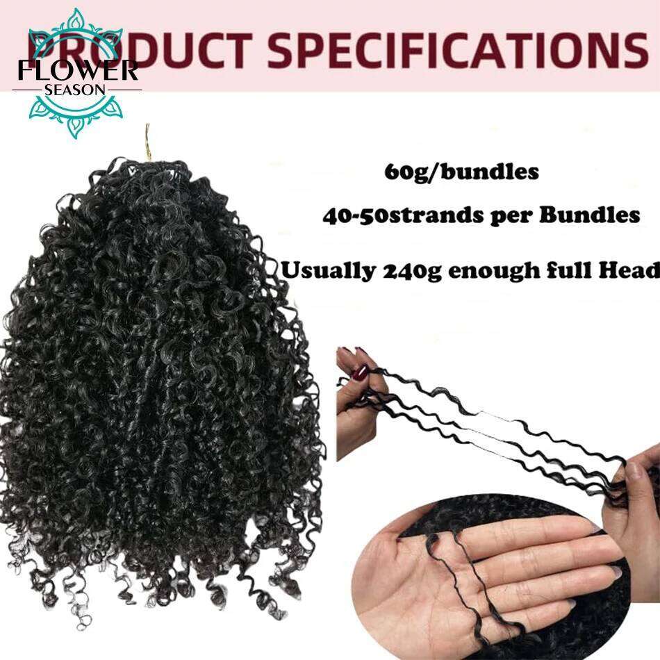 Human Multi-Textured Kinky Curly Pre-Separated Crochet Hair Extensions Knotless Micro Twists For Women