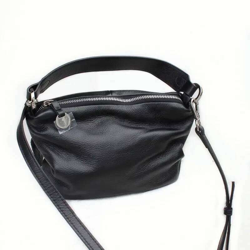 Genuine Soft Leather Women's Handbag Solid Color Shoulder Crossbody Bag 100% Cowhide Messenger Purse Golden Hardware Trendy 2025