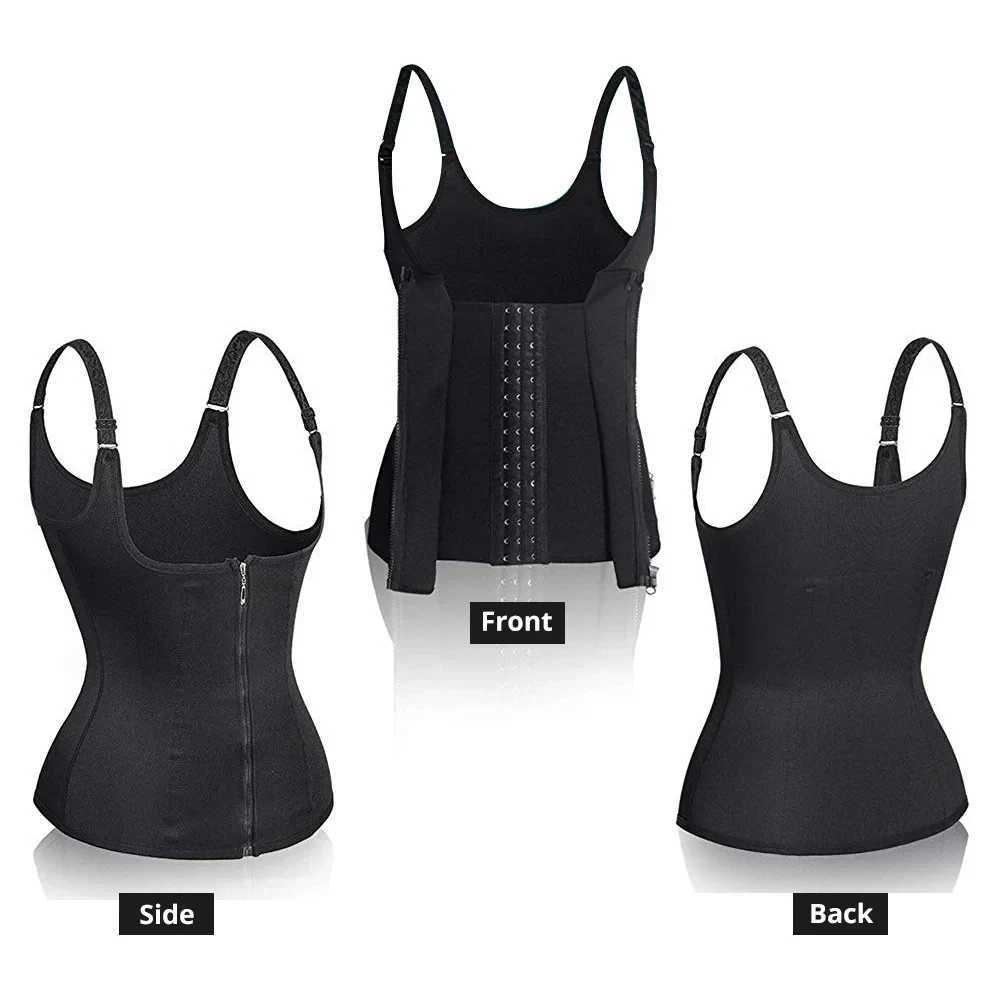 Waist Trainer Tank Top For Women Zipper Body Shaper Tummy Control Sleeveless Top Womens Activewear Body Shaping Underwear W250616