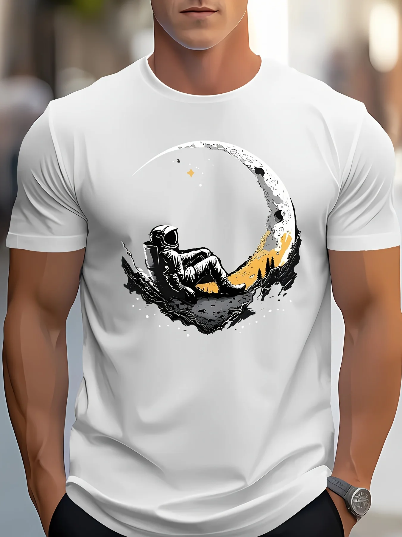 Men's summer 100 cotton fashionable casual loose plus size round neck short sleeved T-shirt