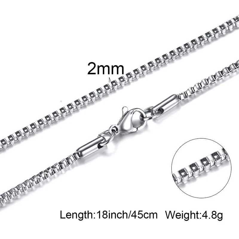 New Arrival Mens Thin Box Chain Necklace 1/2/3MM Stainless Steel Chain Link Collars Gifts Male Jewelry 18 to 24 Inches V250616