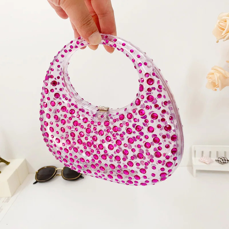 Handbag Women Transparent Summer Acrylic Bags Diamond Encrusted Evening Luxury Designer Wedding Clear Bags 250614