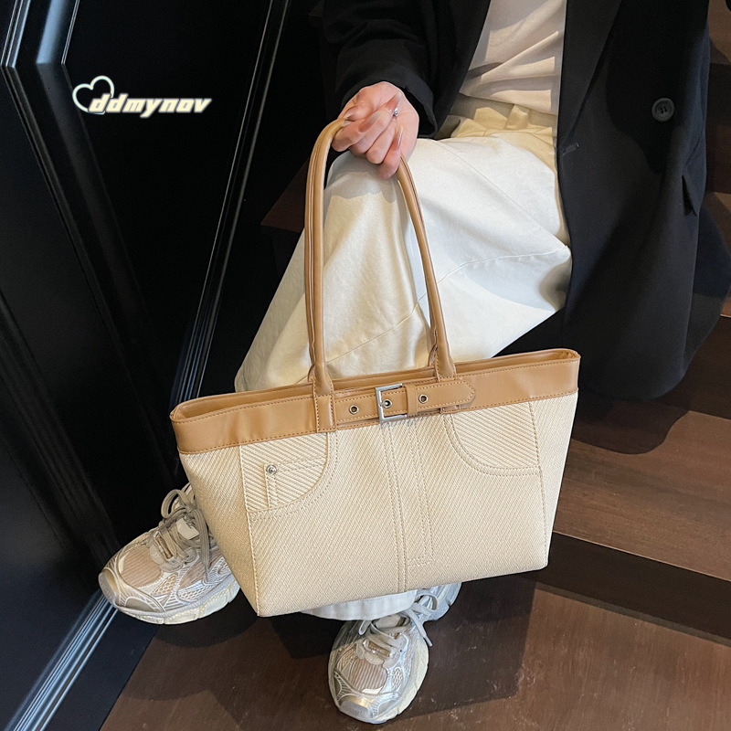 Minimalist Large Capacity Tote for Women 2025 Summer Korean Fashion Stylish Office Commute Shoulder Underarm Bag ddmynov ddmynov