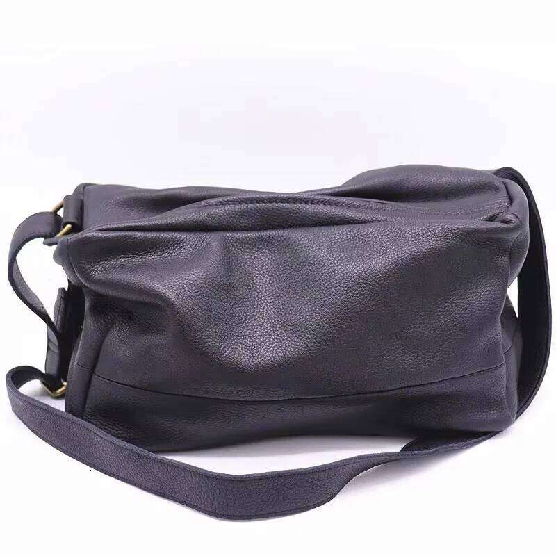 Trend Genuine Soft Leather Messenger Women Shoulder Purse Fashion Black/Coffee Single Horizontal Square Crossbody Tote Bag