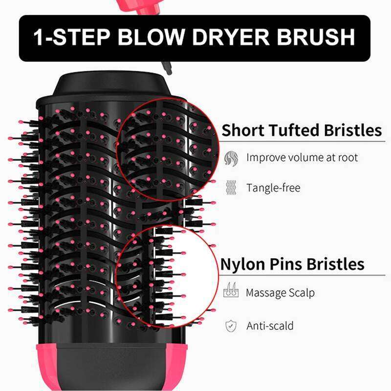 LISAPRO Hot Air &One-Step Hair Brush &Volumizer 1000W Blow Dryer Soft Touch Pink Styler Gift