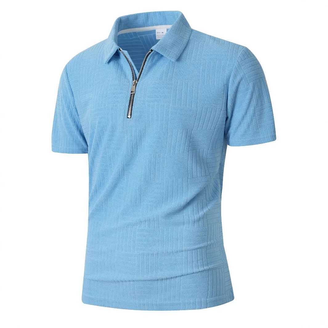 Summer New European and American Mens Polo Shirt Short Sleeve Button T-shirt Loose Jacquard Top W250616
