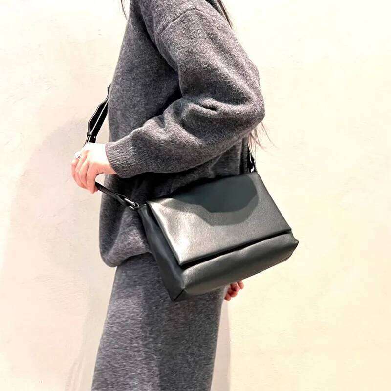 Women's Bag Genuine Leather Flap Pocket Square Crossbody Bags Ladies Single Soft Cowhide Shoulder Messenger Purses Handbags