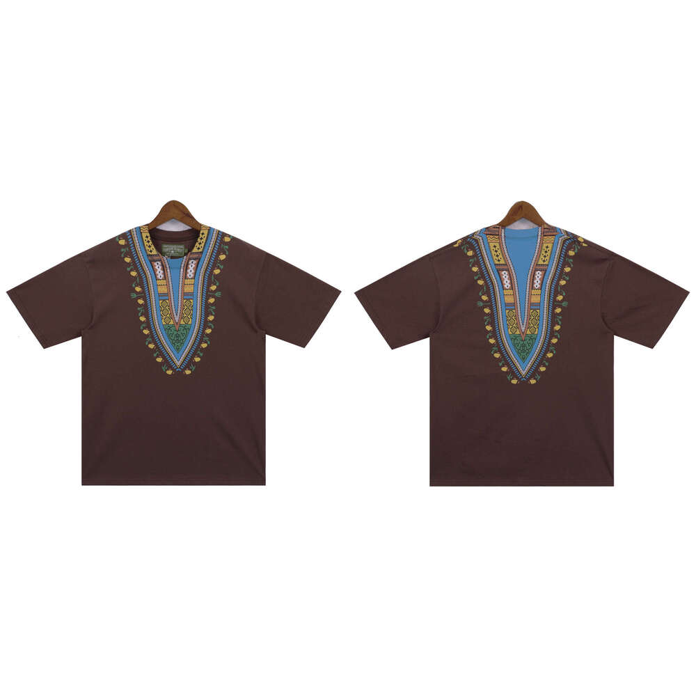 25FW High Street Paisley Ethnic Print Unisex Couple Student Crew Neck Short Sleeve T-Shirt Trendy Style