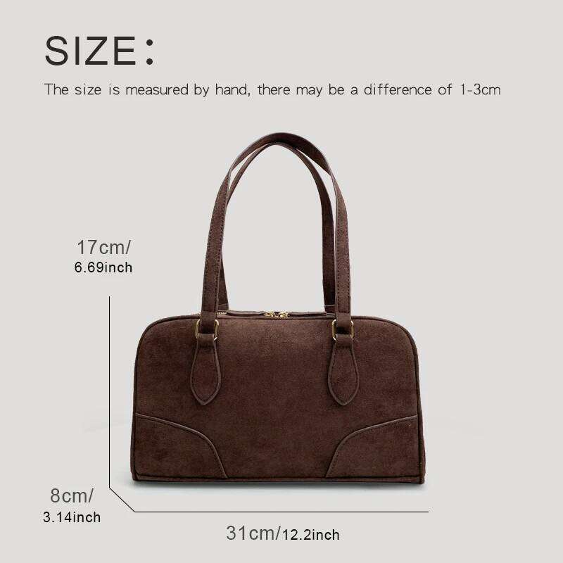 Women's Bags Designer Vintage Handbag For Women Designer Shoulder Bags And Purse 2023 New In PU Faux Suede Frosted Boston Style Bag Small