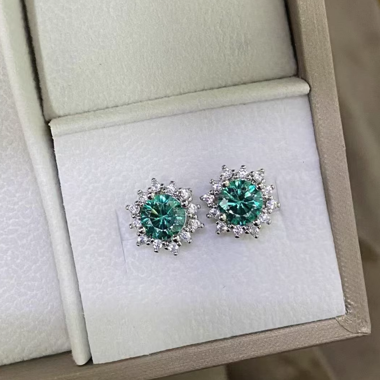 1CT Choucong Brand Ins Top Sell Spakrling Luxury Jewelry 925 Sterling Silver Round Cut Emerald Lab Moissanite Diamond Party Bright Lady Stud Earring G