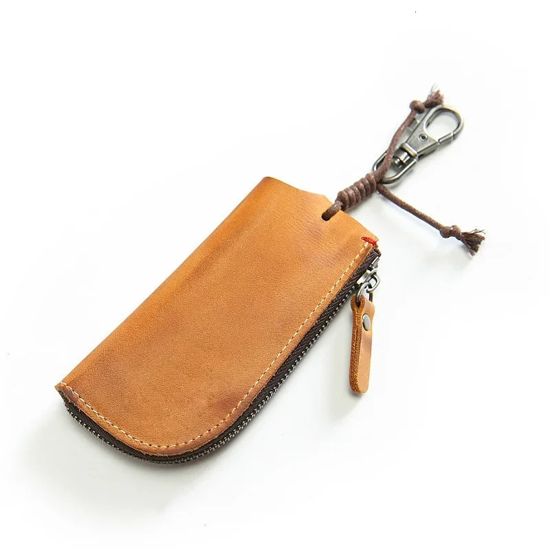 Vintage Handmade Genuine Leather Key Holder Wallet Car Key Case Cover Organizer Housekeeper Bag 250614