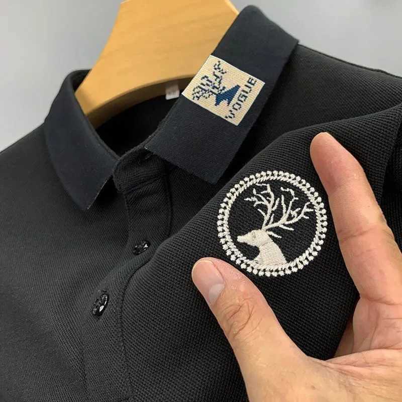 Mens Casual Fashion Polo Shirt Breathable and Comfortable Embroidered Top W250616