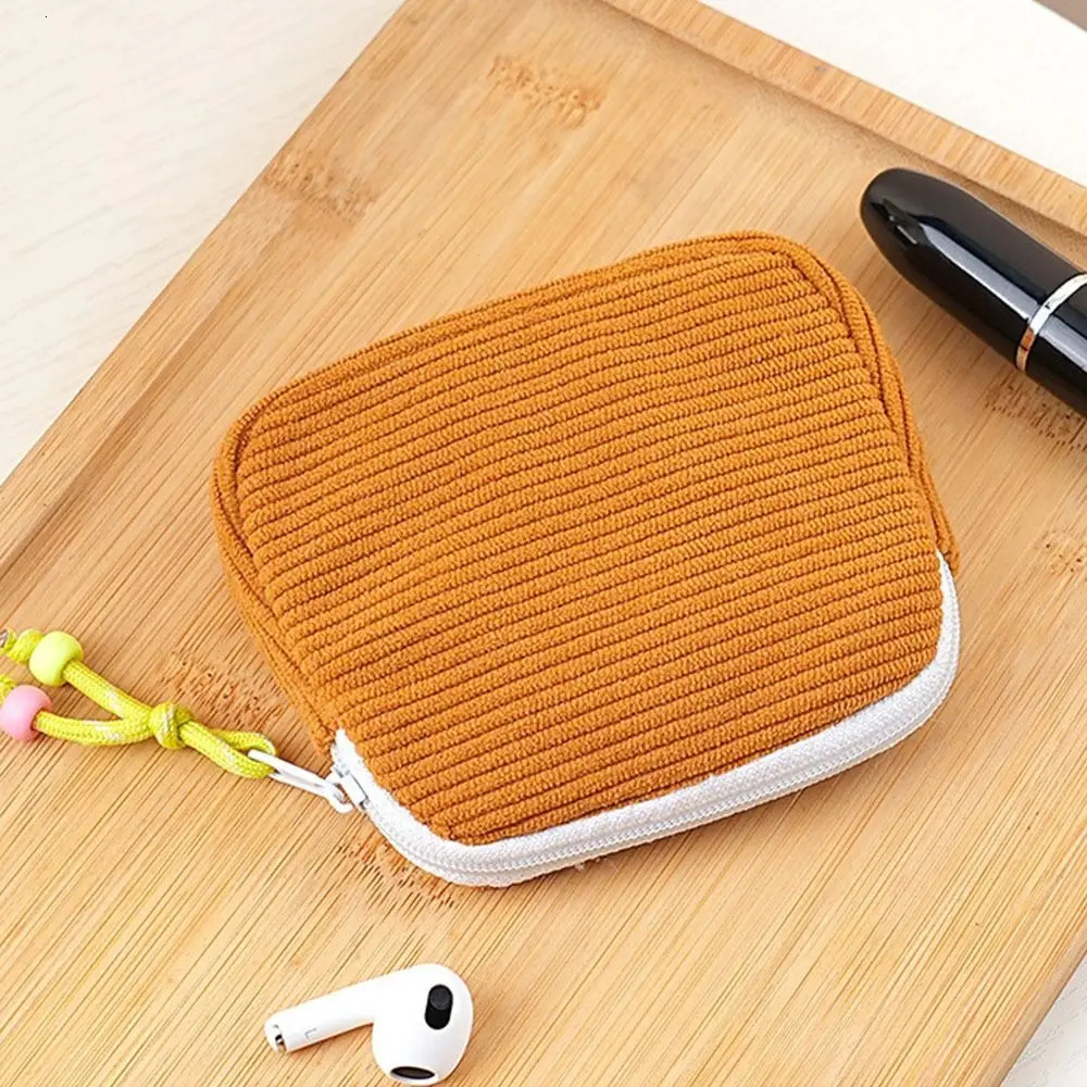 Fashion Women Small Cosmetic Bag Travel Mini Sanitary Napkins Organizer Portable Corduroy Coin Purse Small Wallet Coin Purses 250614