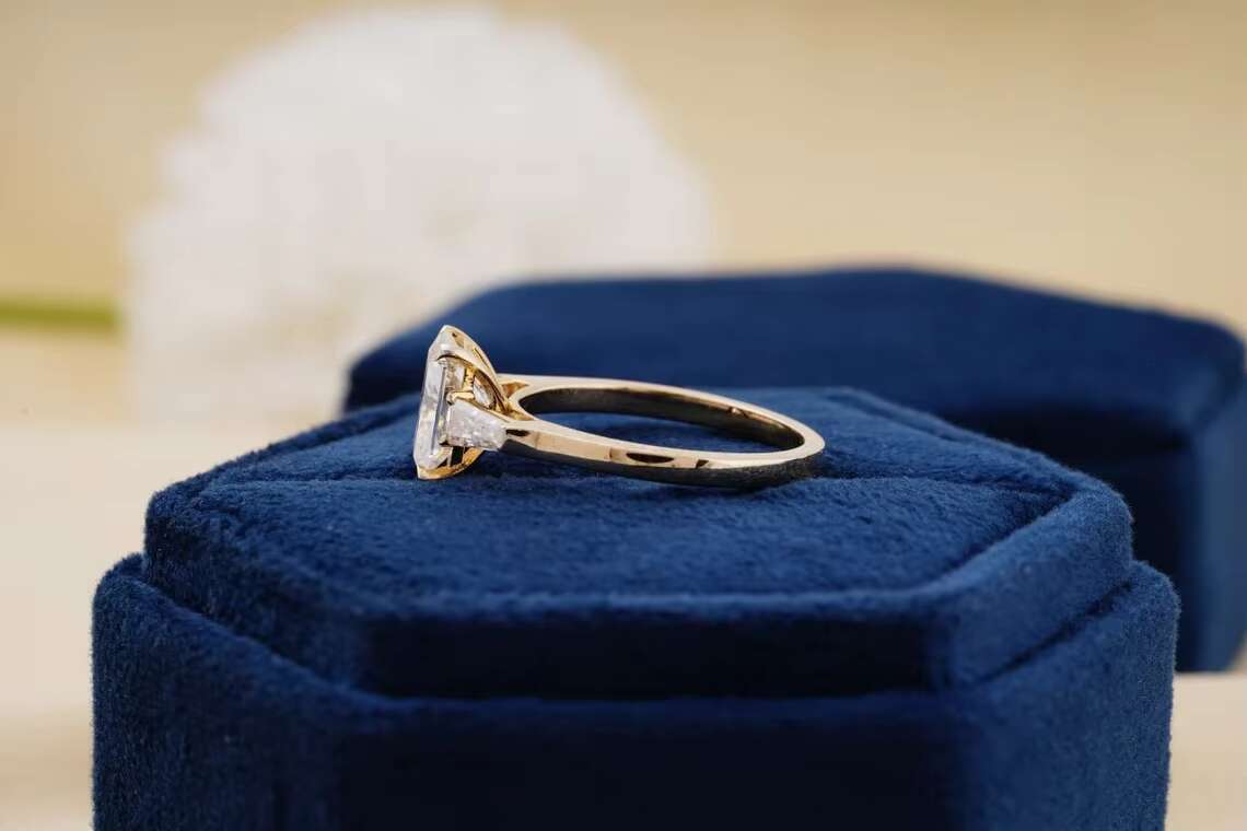 Fine Jewelry Womens Elegant Baguette Cut Moissanite Diamond Rings 925 Sterling Silver Rings Available for Sale