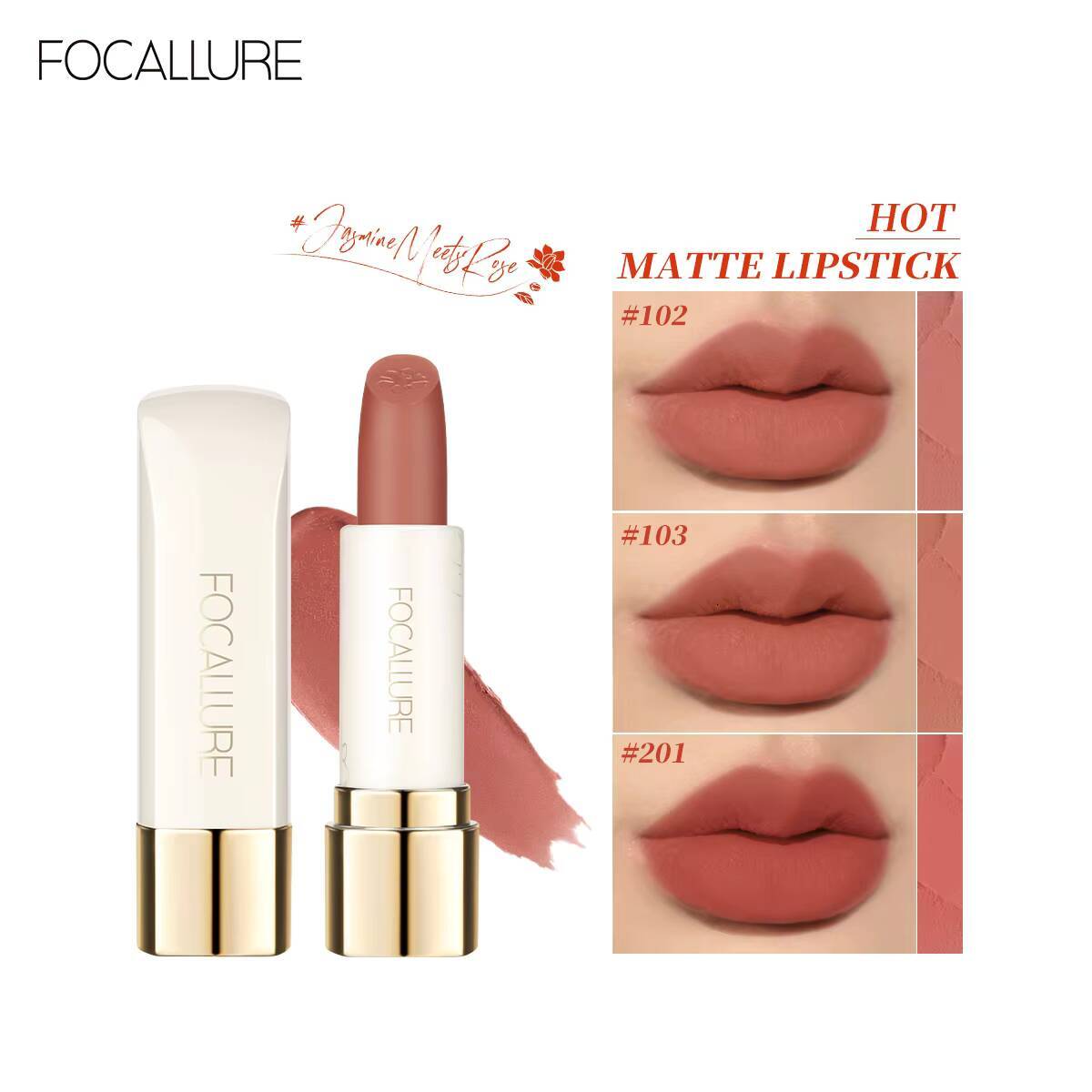 Wholesale FOCALLURE Natural Matte Lipstick Waterproof Smooth Moisturizing Balm Lightweight Lip Glaze Makeup Cosmetics happy