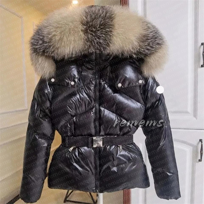 Womans coat designer women jacket winter boed short down jackets fur coats real raccoon hair collar Puffer jacket women parkas with belt lady cotton coat outerwear 44