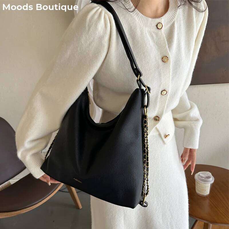 MOODS Dual-Use Shoulder Bags And Backpacks For Women Pure Color Large Capacity Shopper Totes 2023 Winter New Designer Bag