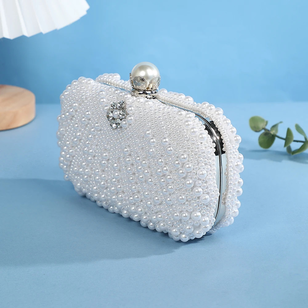 Womens Clutch Luxury Pearl Dinner Bag Single Shoulder Evening Full Beaded Handbag for Wedding Parties Prom 250614
