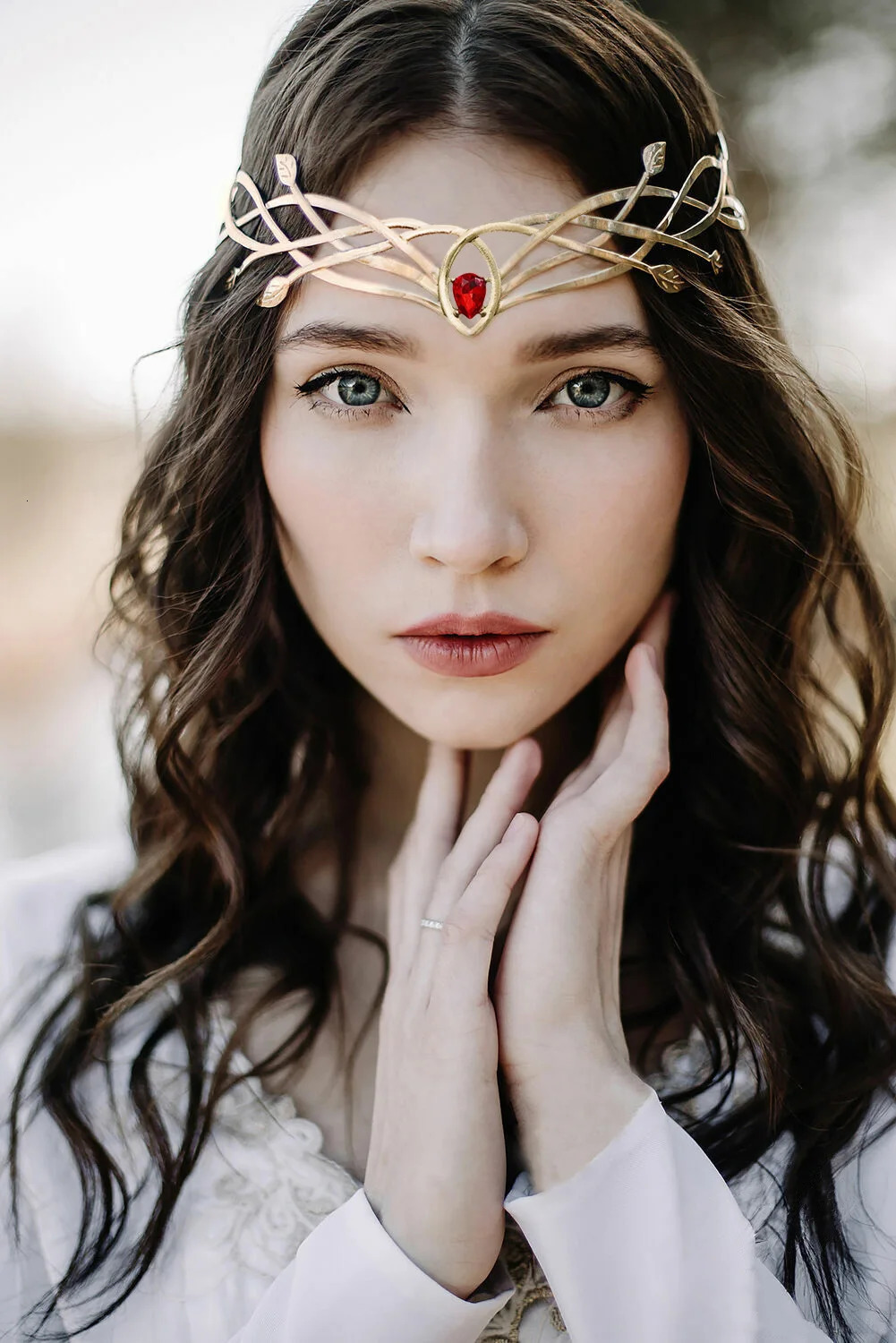 Goddess Cosplay Forehead Round Elves Crowns Tiara Women Man Vintage Leaf Headband Bridal Hair Accessories Crown Wedding Headwear 250603