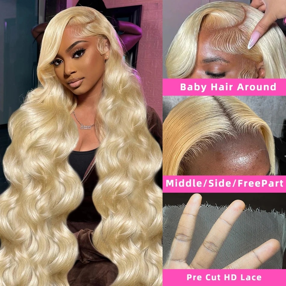 300% HD 13x6 30 40 Inch 613 Blonde Body Water Wave Lace Front Human Hair Wigs 13x4 Lace Frontal Transparent Brazilian Remy Wig Synthetic Wig