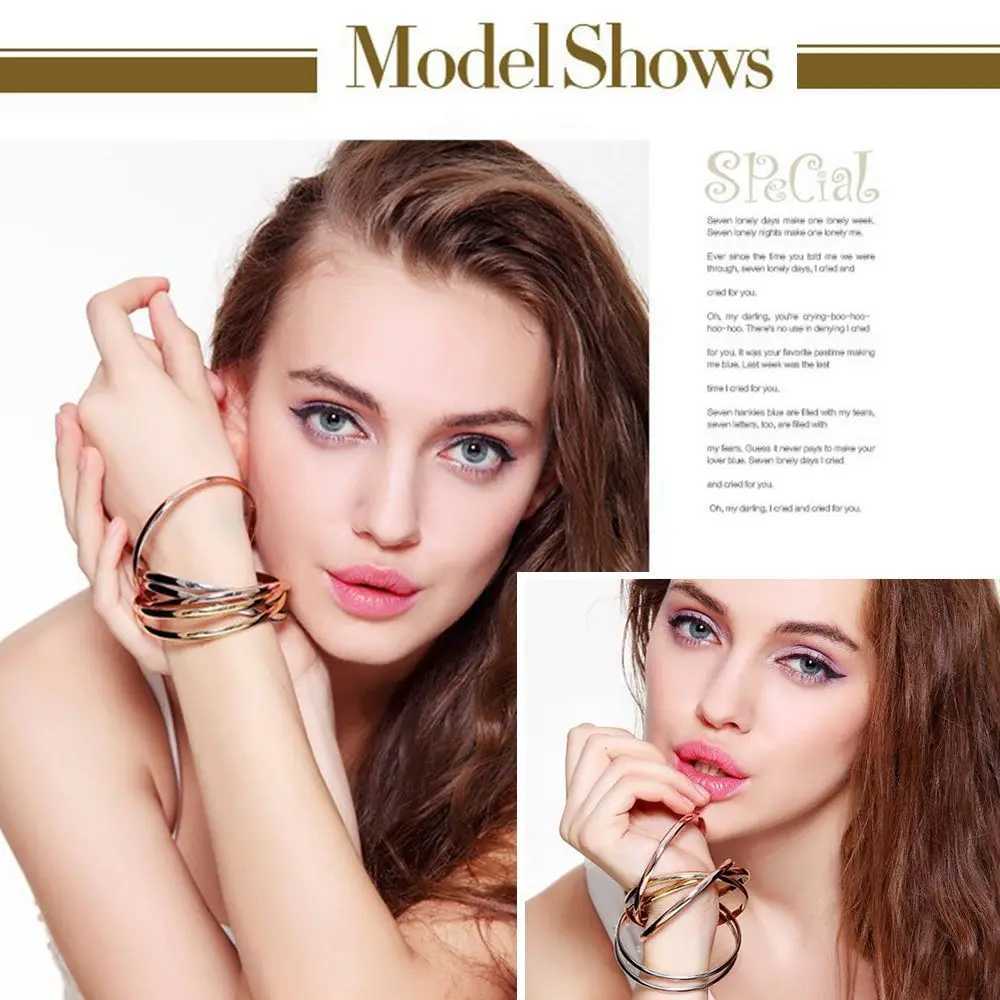 2025 New Fashion Jewelry Women Gifts Chains Stainless Steel 3 Color Set Bangles Accessory Wholesale Z250616
