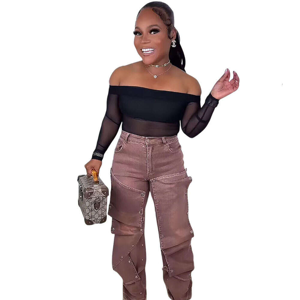 Women's Straight Leg Jeans Autumn Street Fashion Detachable Button High Waist Pants 2025 New Elegant Chic Clothing