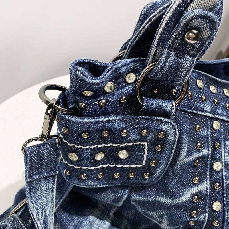 Women's Bags Designer Large Capacity Denim Cloth Tote Bags For Women Designer Handbag Purse New In Mosaic Rivet Imitation Dia Shoulder