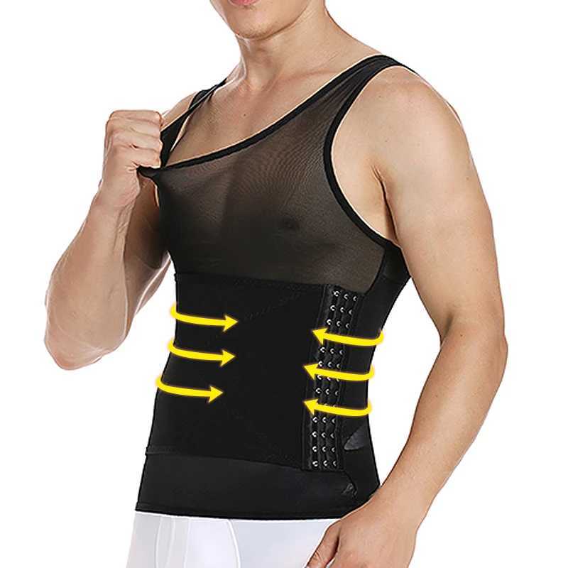 Shape Men Slimming Body Shaper Waist Trainer Vest with Tummy Control Girdle Posture Back Correction Abdomen Tank Top Shapewear W250616