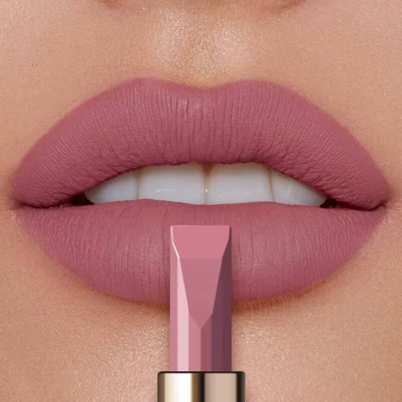 Velvet Smooth Matte Lipsticks, Waterproof Non-stick Cup Lasting Make-up Moisturizing Solid Lipstick happy