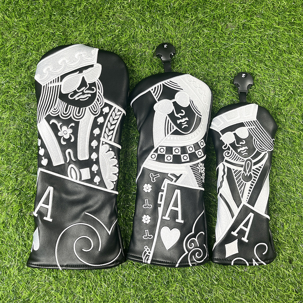 Black Lucky Poker High Quality Headcovers Embroidery Golf Club Driver Head Fariway Wood Hybrid Head Covers 3 Wood Headc 250108