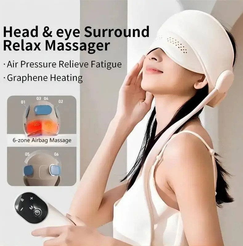 Air Pressure Head Massager Electric Eye Graphene Heating Compress for Relax Improve Sleep Stress Relief 250605