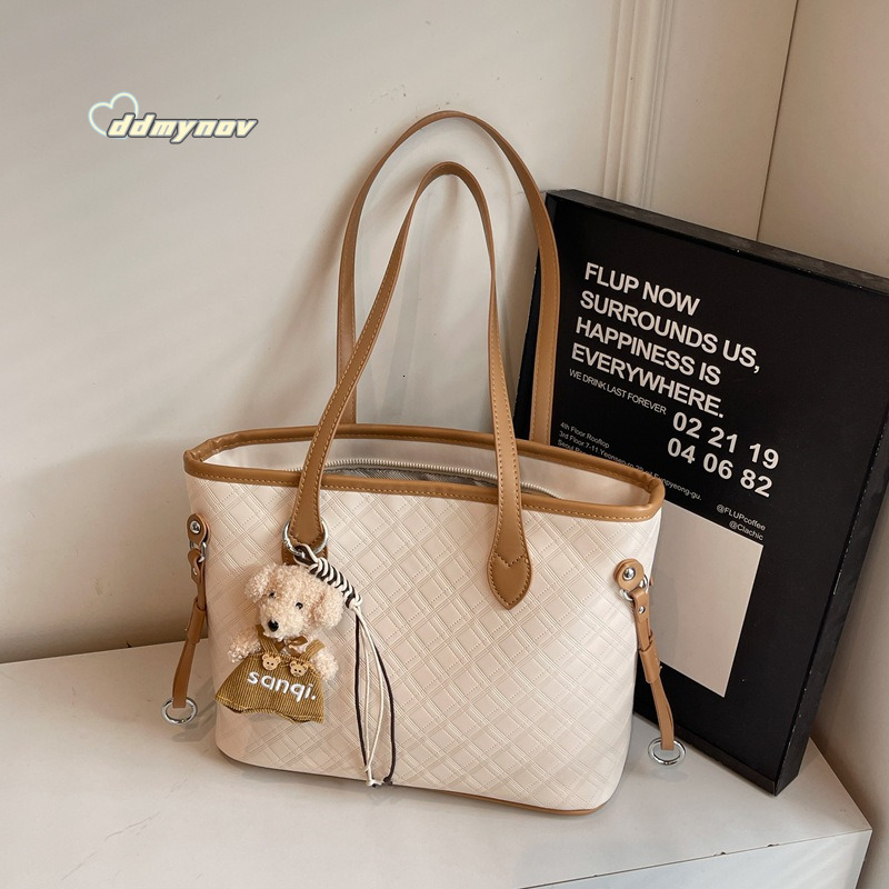 Korean Style Simple Elegant Commuter Tote for Women 2025 Summer Fashion Quilted Casual Shoulder Underarm Bag ddmynov ddmynov