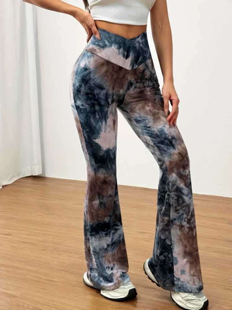 Womens Casual Slim Fit Pants Spring And Summer New Popular Printed Color Blocked High Waisted Womens Fashionable Flared PantsXJ250616