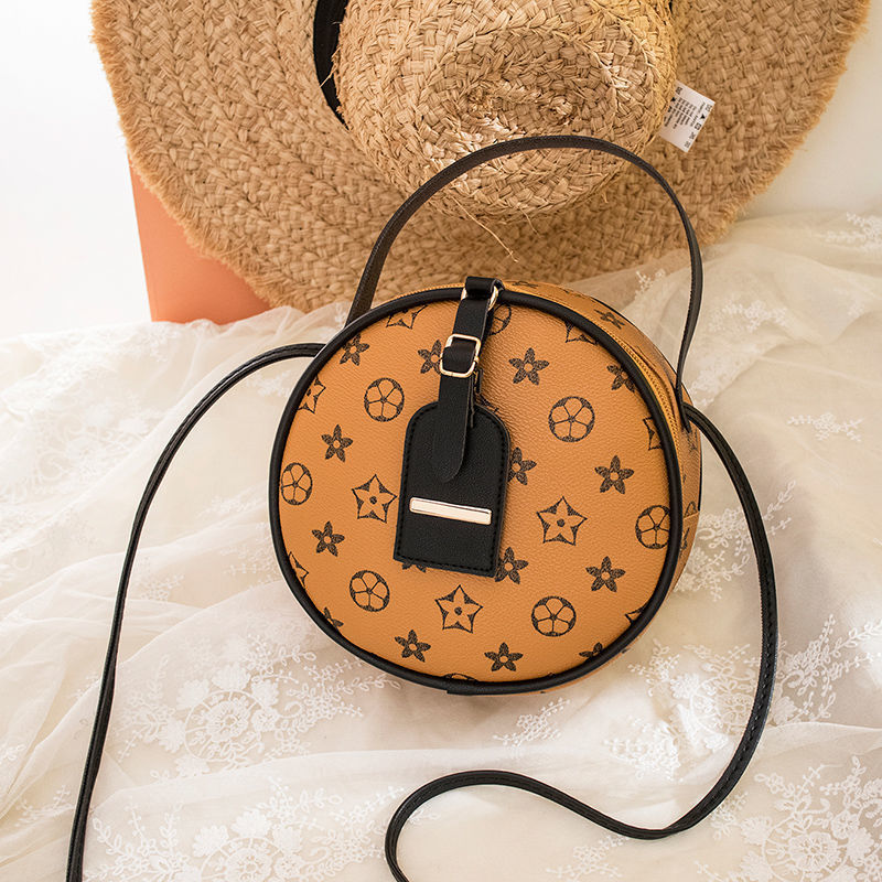 Best Selling Premium Elegant Women's Bags 2025 New Trendy Letter Shoulder Bag Fashion Versatile Crossbody Small Round bag Khaki coffee