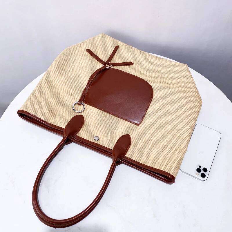 Women's Bags Designer Custom Initials Straw Tote Bags For Women Designer Handbags Purses New In PU Button Large Capacity Underarm Shoulder