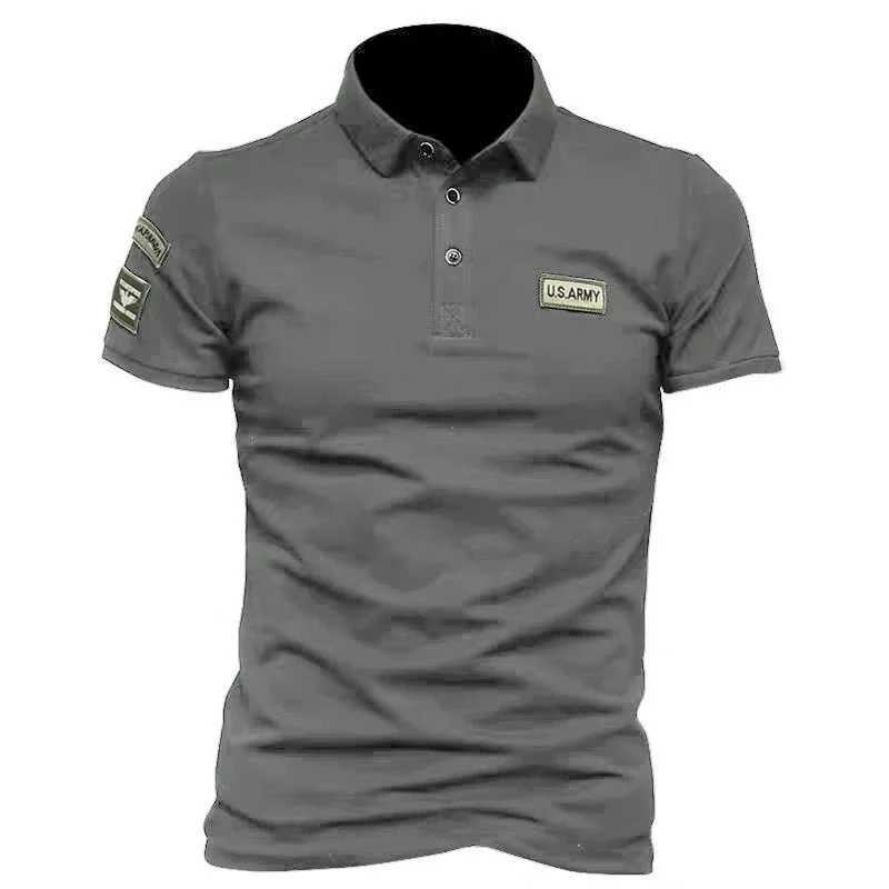 New Men Short Sleeve Breathable Polo Shirts Embroidered T Shirt for Men Lightweight Solid Color Tops Button Shirts W250616