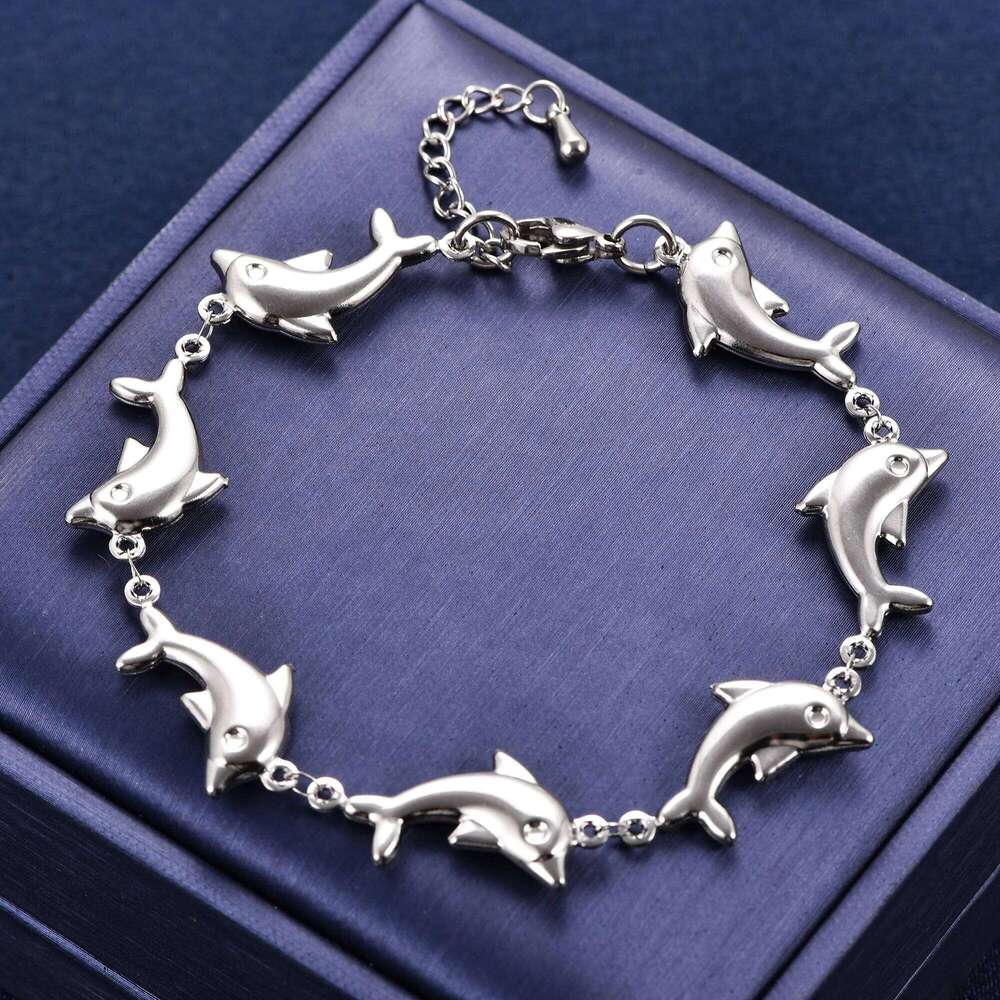 Cute Stainless Steel Dolphin Bracelet Link Hand Chain For Women Girl Anklets Wristband Summer Beach Metal Jewelry Accessories