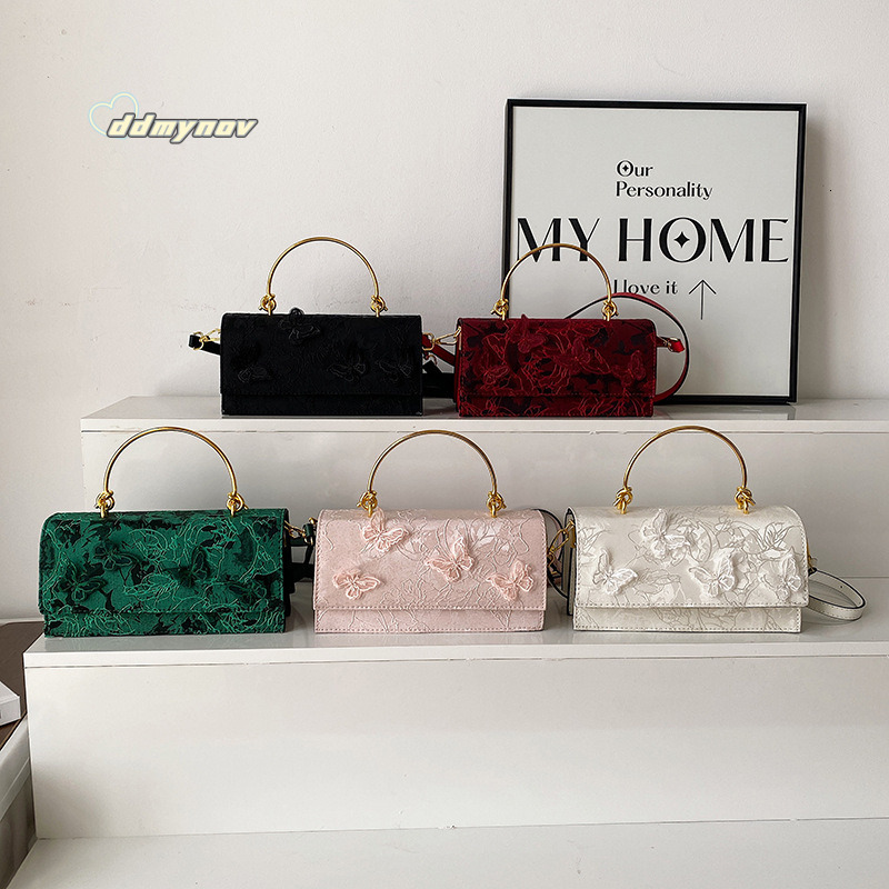Bags 2025 New Forest Style Sweet Girl Fashion Lace Butterfly Trendy Single Shoulder Chain Small Square Bag Trend ddmynov ddmynov ddmynov