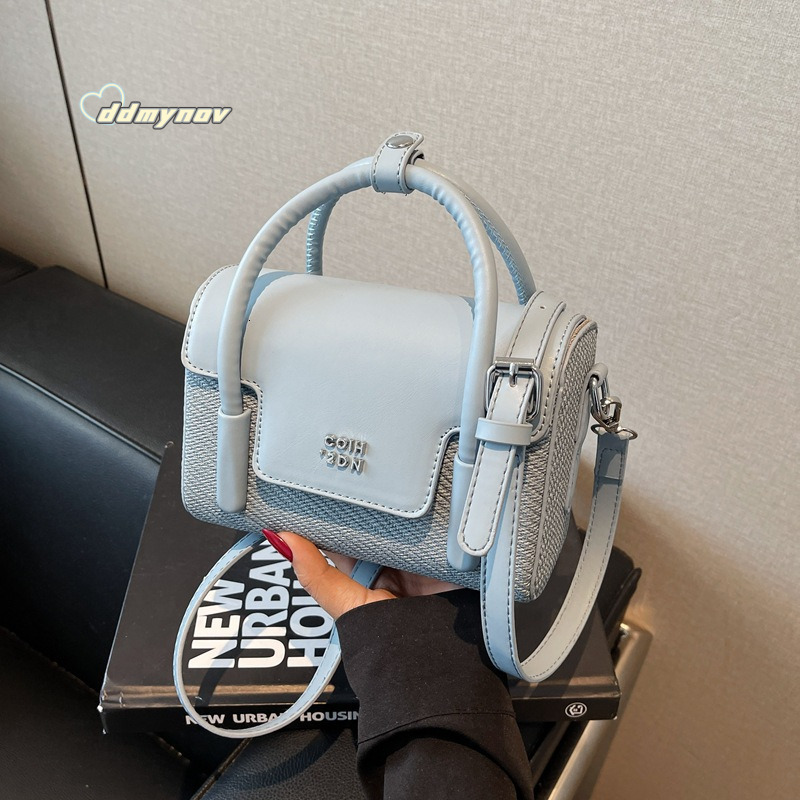 Niche Handheld Small Square for Women 2025 Spring Simple Versatile Color-Block Commuter Shoulder Crossbody Bag ddmynov ddmynov