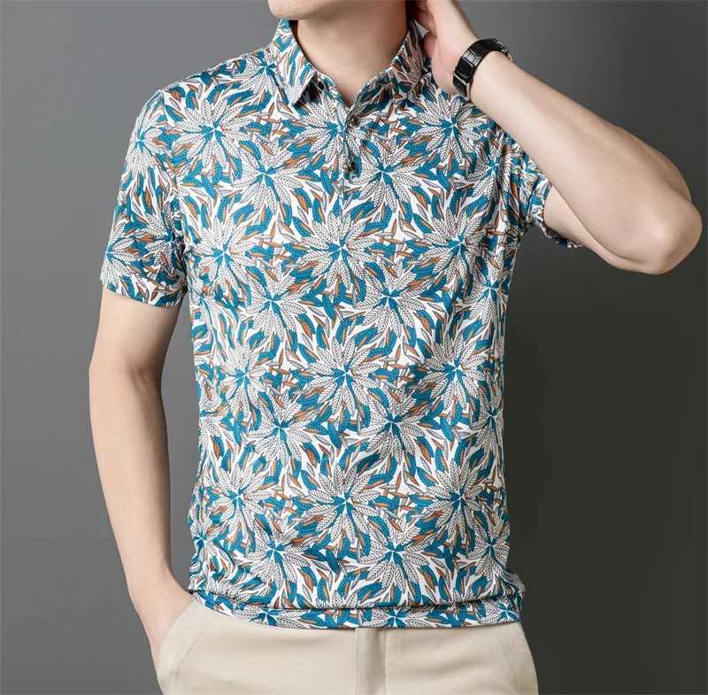 2025 New Mens Casual Fashion Printed Short Sleeve Polo Shirt Anti Wrinkle Breathable Comfortable Summer Versatile T-shirt W250616