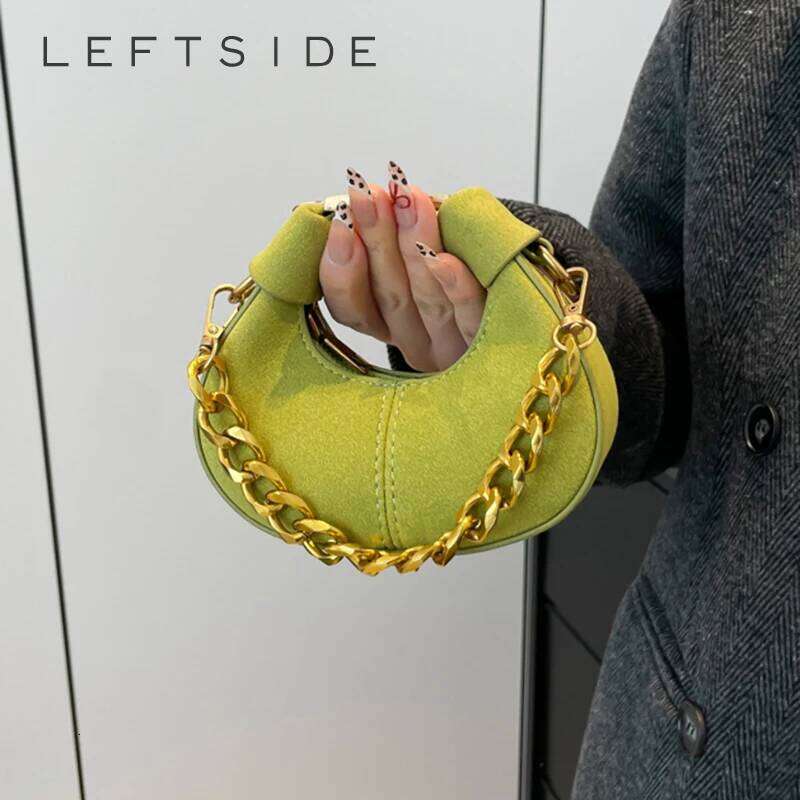 LEFTSIDE Mini PU Leather Saddle Shoulder Bag For Women 2024 Winter New Trend Y2k Handbags And Purses Females Crossbody Bags