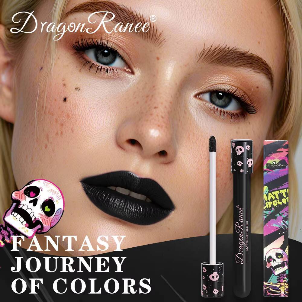 Waterproof Matte Black White 12 Color Lasting Pigment Green Purple Liquid Lipstick Christmas Halloween Lip Gloss Makeup happy