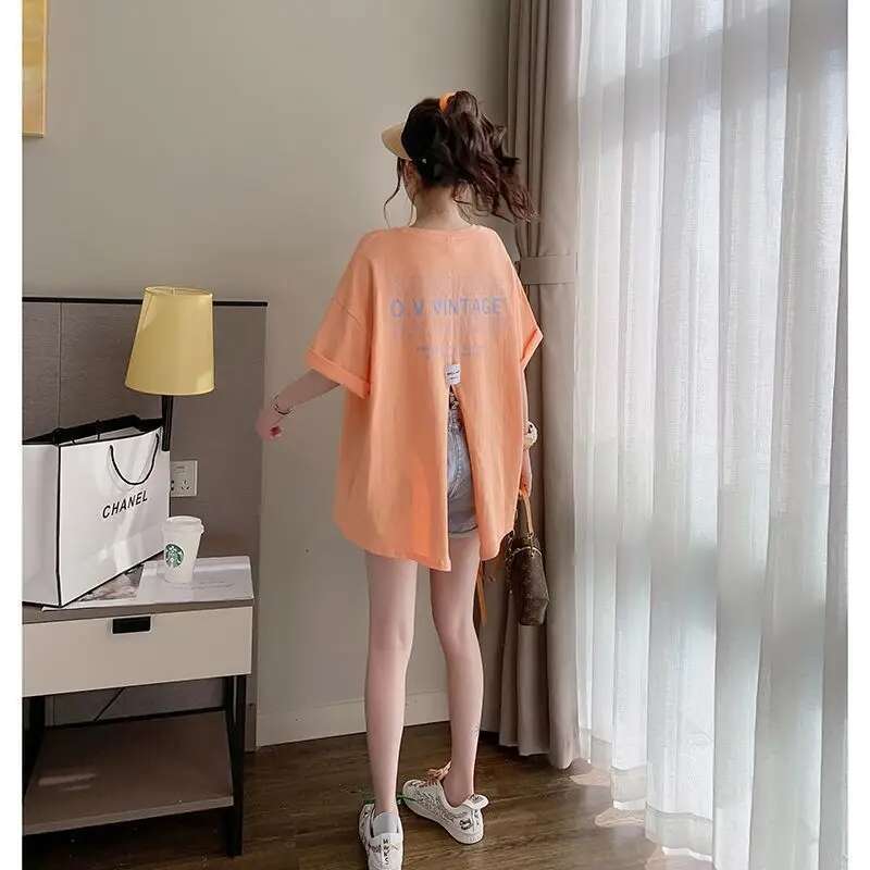 Short Sleeve Letter T Shirts Female Sexy Top for Women Loose Summer Y2k Kpop Tees 90s Goth Graphic Clothes Cool Sale O Pulovers