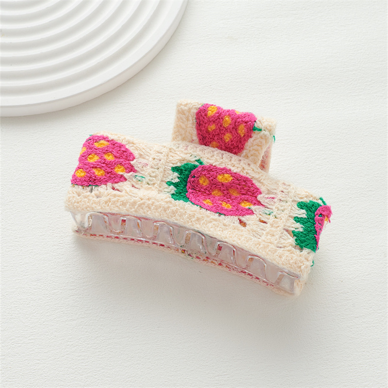 New holiday style knitted hair grip flowers and fruits hollowed out women's small fresh grip clip hair accessories