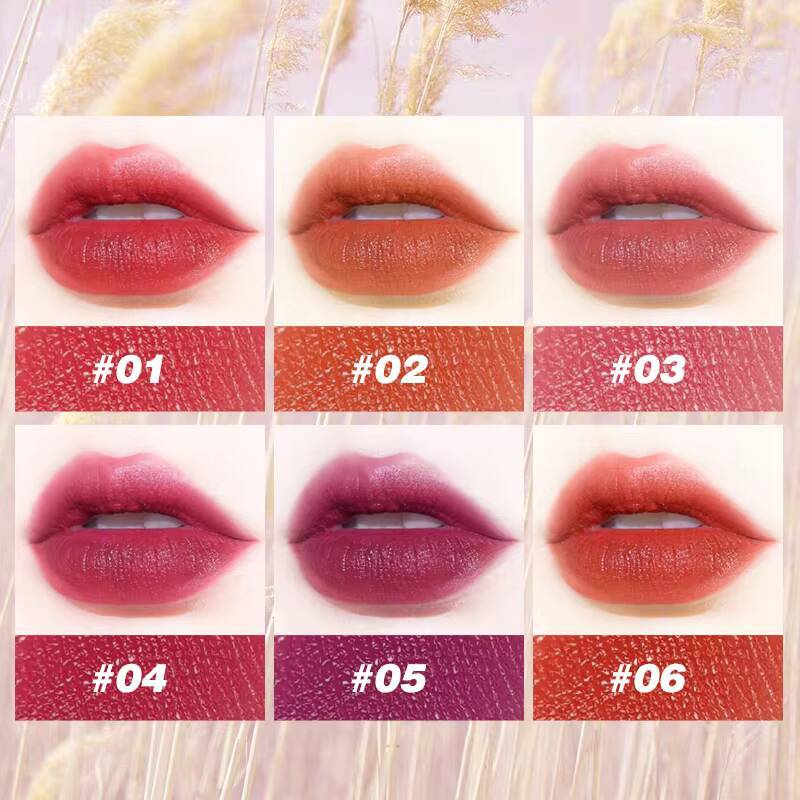 Matte Lipstick Set 6 Colors Velvet Smooth Nude Lip Stick, Long Lasting Moisturizing and Waterproof Non-Stick Cosmetic Gifts happy