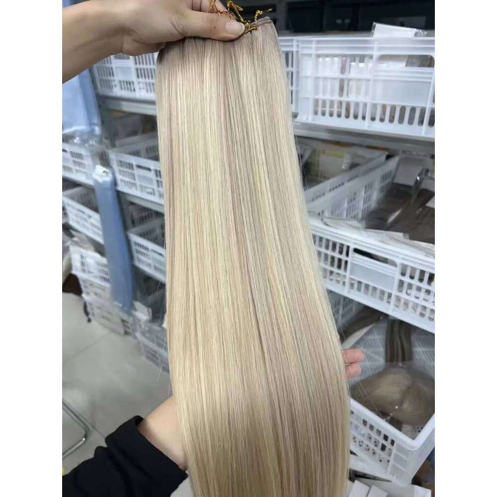 Bundles Ombre Blonde Human Extensions 14"-26" Straight Remy Skin Double Weft Russian Hair