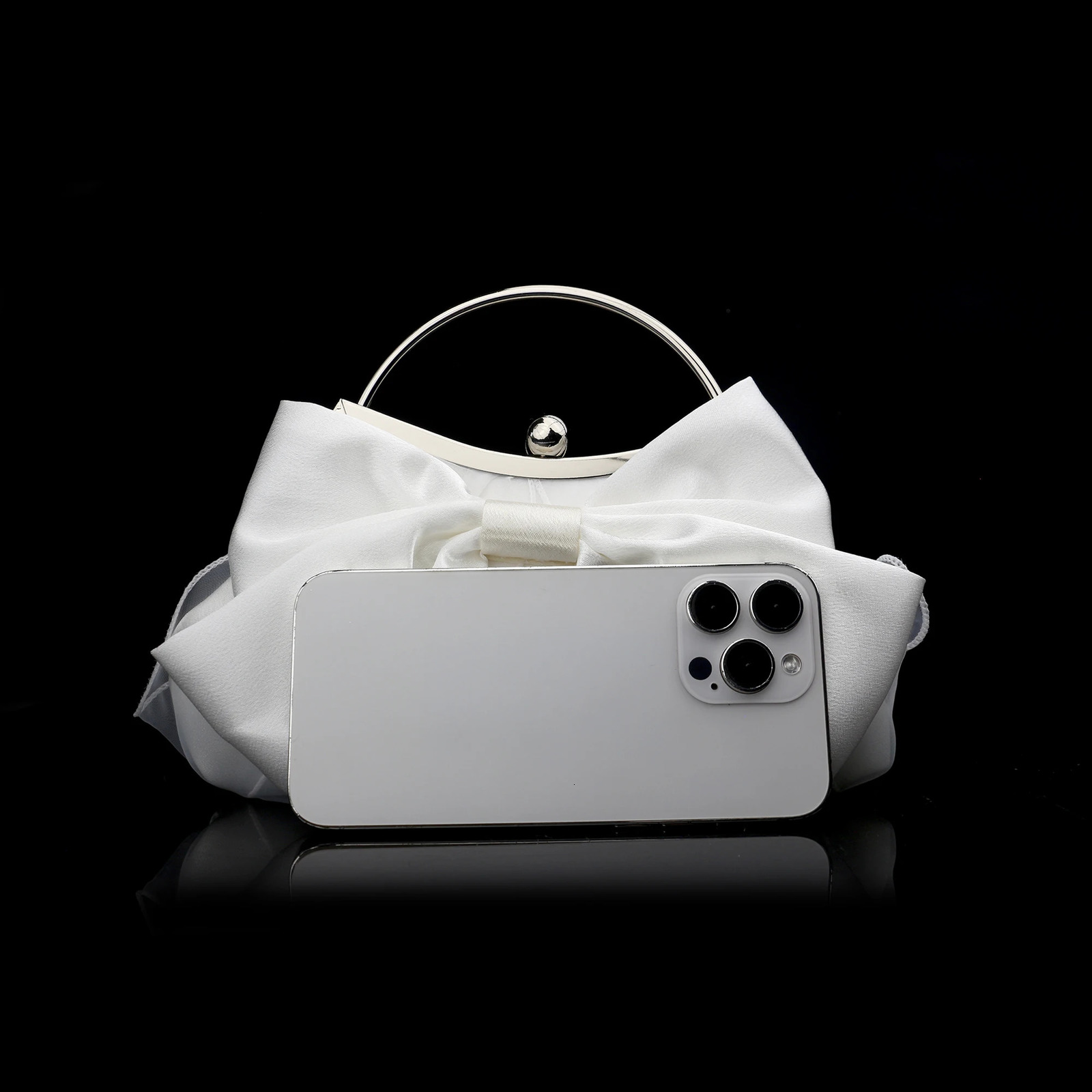 Gorgeous and Elegant Satin Solid Color Bow Womens Handbag Evening Bag Bridal Party 250614