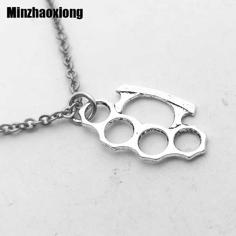 Brass Knuckles Pendant Necklace for Women Men Neck Chain Vintage Summer Gothic Goth Jewelry Trend 2022 Accessories Holiday Gifts W250616